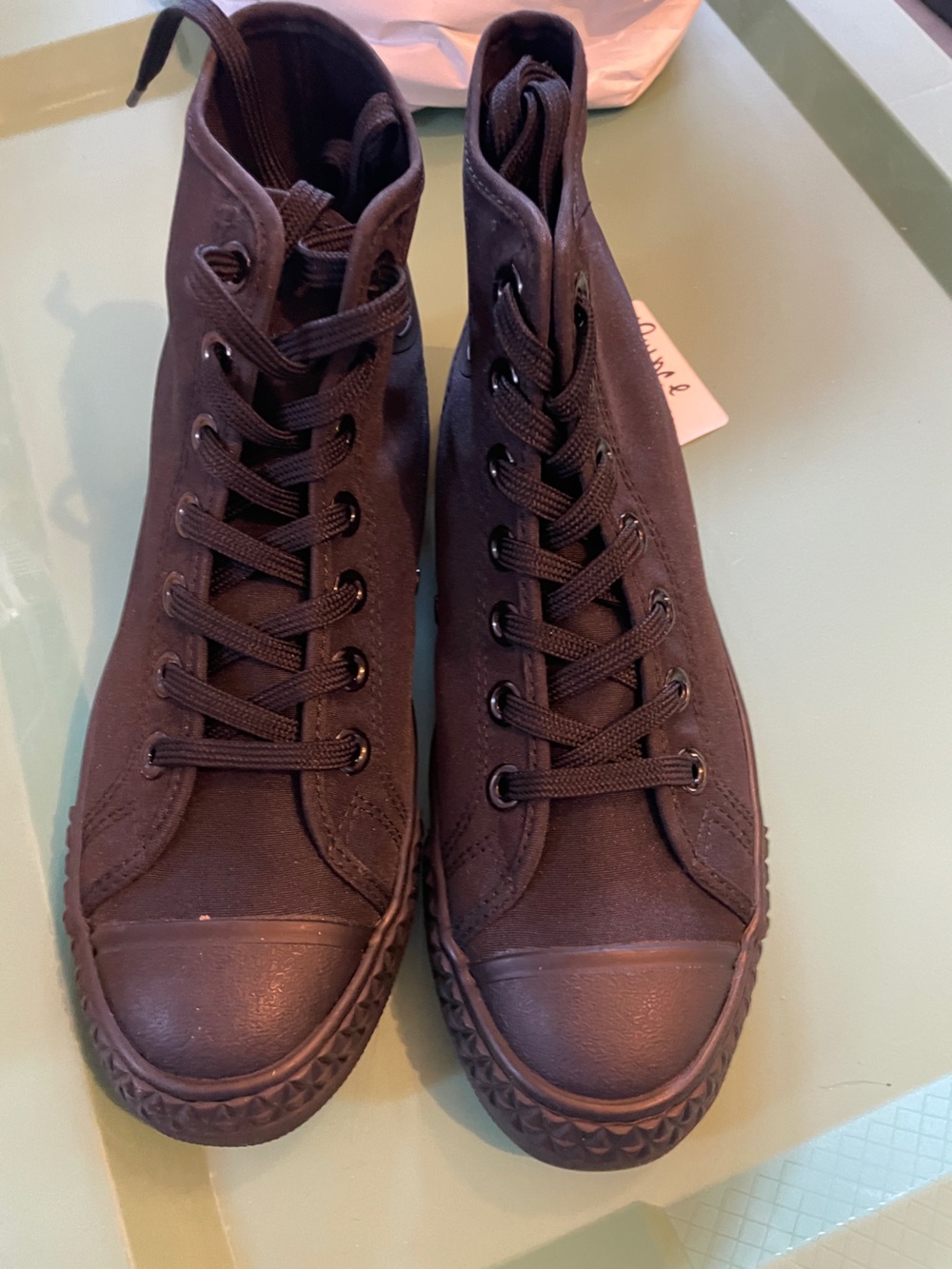 HOOD 1967 ROCKET VINTAGE STYLE HIGH TOP SNEAKERS. Black 1950s RETRO wm’s 8.5